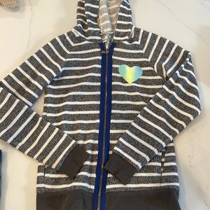 Pre loved Striped girls hoodie with heart detail